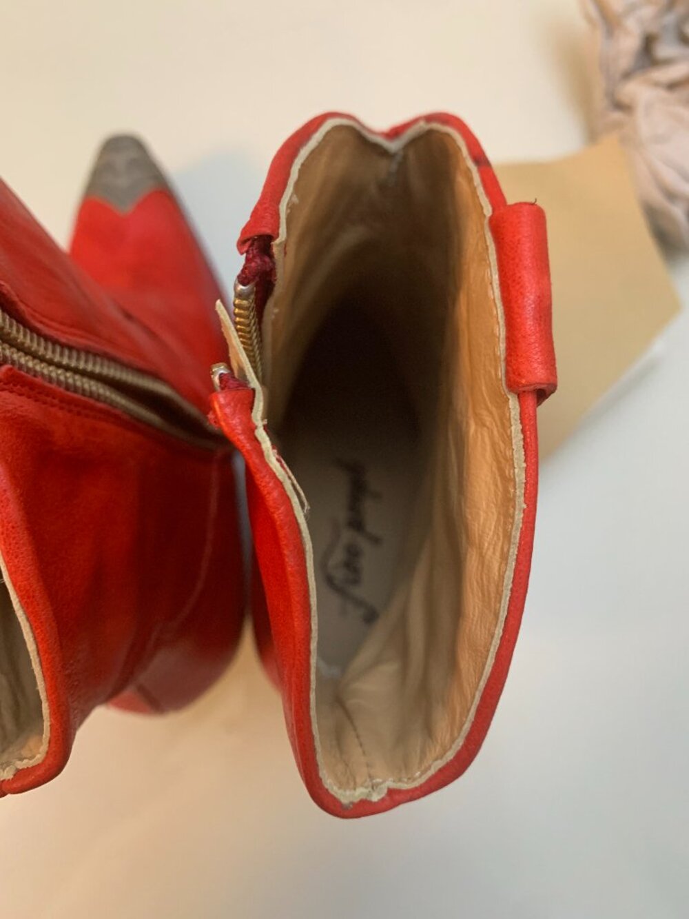 Free People Brayden Western Leather Boots Red - US 6 - Picture 3 of 14